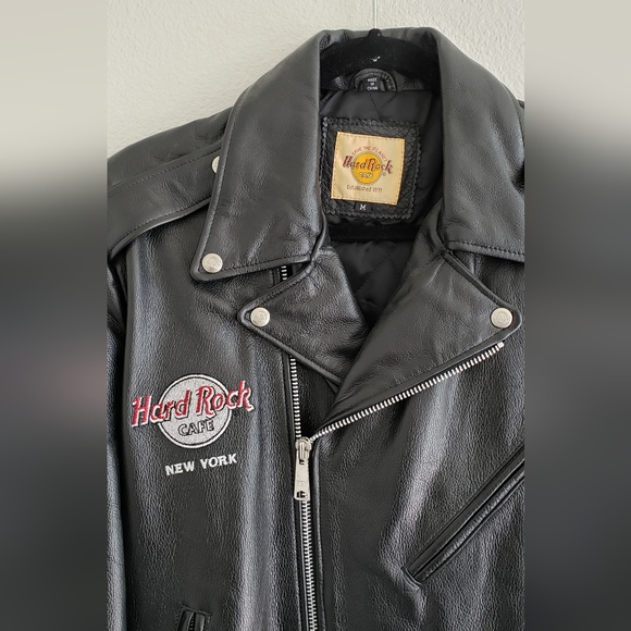 Vintage Leather Jacket Hard Rock New York 1990s Medium Unique Rare Item - Picture 3 of 8